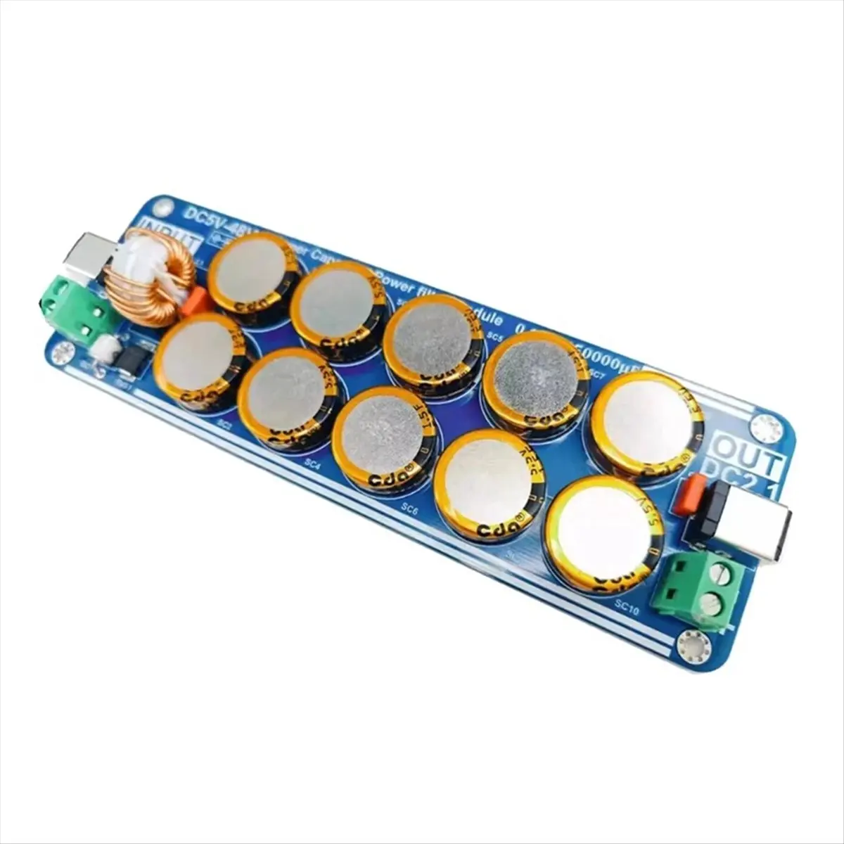 HDL 5V-48V 10A Supercapacitor Filter Board Linear Switching Power Supply for Raspberry Pi Headphone Amplifier DAC Amplifier
