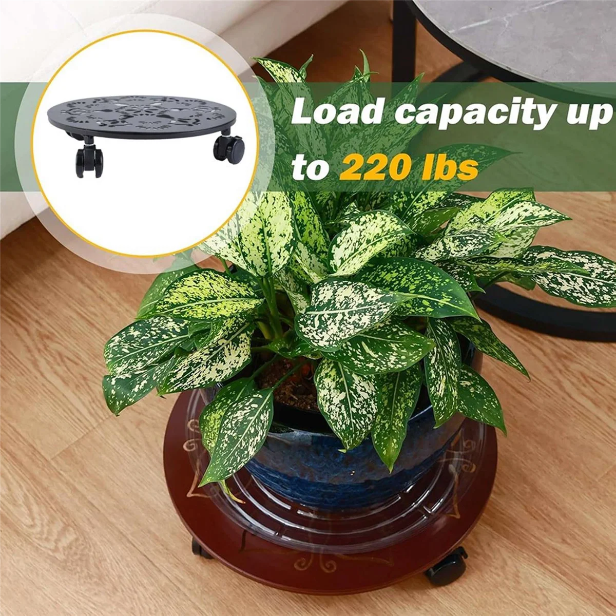 

Lo-ok 12 Inches Large Metal Plant Stands with Wheels Round Planter Pot Mover Rollers Plant Stands