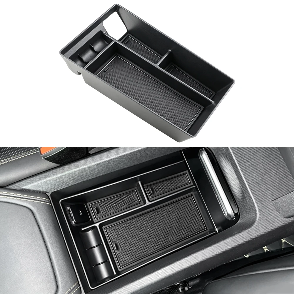 Car Center Console Armrest Insert Organizer Tray for Ford Mustang Mach-E 2021‑2026 Interior Storage Box Partition Holder Plate