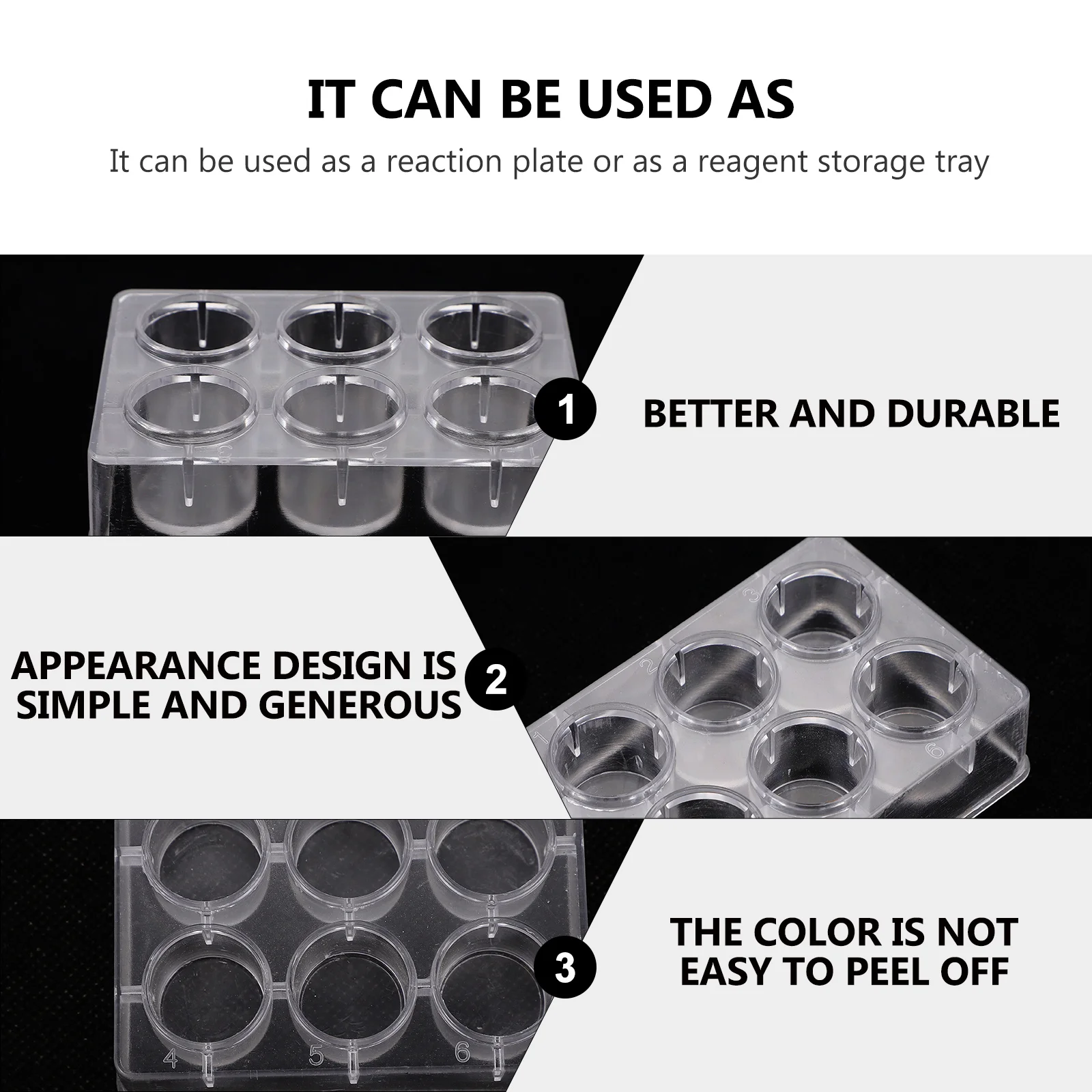 8Pcs Reaction Plates 6 Hole Chemical Experiment Instrument Multifunctional Well Plates Porous Design Easy Clean