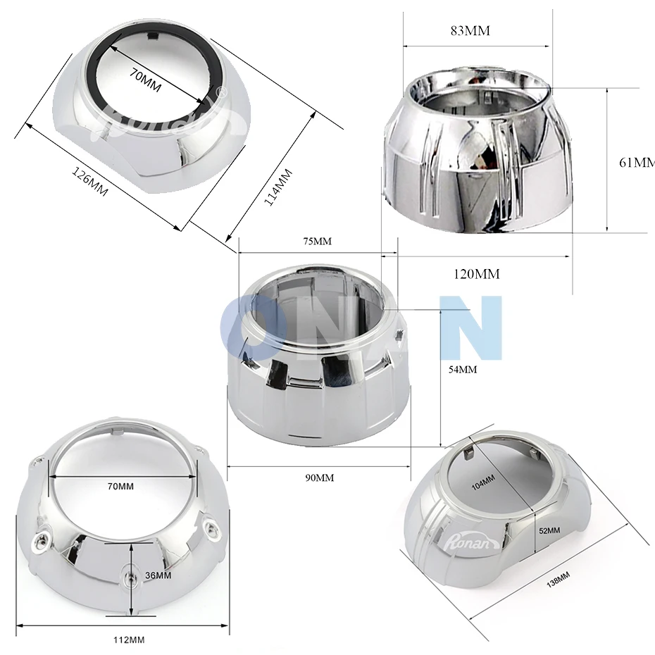 RONAN 2.5inch Bi-Xenon HID Projector Ver8.1 Lenses Headlight Iris Smax GTI Shrouds Retrofit H1 H4 H7 Headlamp Car Styling