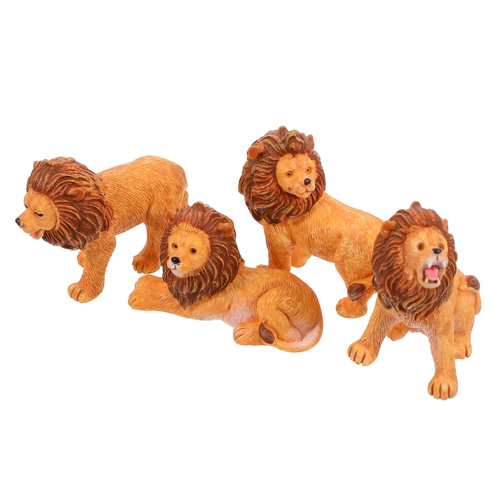 

4 Pcs Micro Landscape Lion Realistic Sculptures Mini Animal Toys Statues Wild