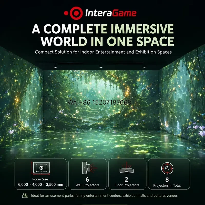 Wmwmnu Custom 360 Degree Walls and Floor Immersive Interactive Projection System Full Surround Projection Room for Mall