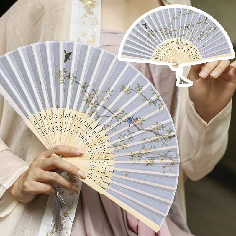 Chinesischer Stil exquisiter Fan elegante Frauen Hanfu Tanz Fan alten Stil Falt fächer mit Quaste Wohnkultur Fotografie Requisite