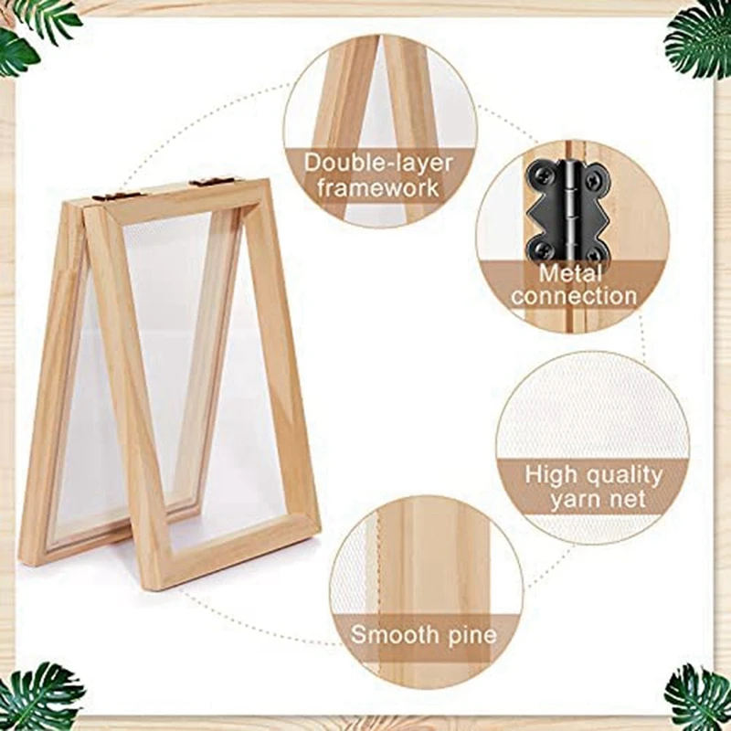 9 Pieces Paper Wooden Paper Mold Making Screen Kit 3 Size Frames For DIY Paper Craft 12.7X17.8Cm 19.8X24.8Cm 24.8X33.0Cm