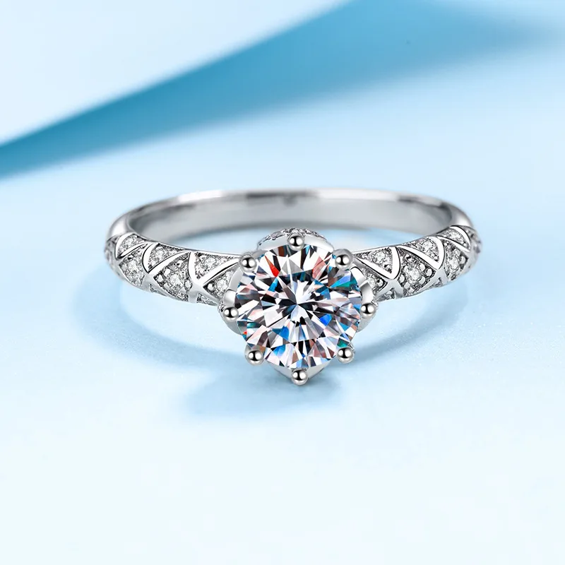 

BR S925 Sterling Silver Moissanite Ring for Women, Vine Wrapping Design, Luxury Stylish, D VVS1 Exquisite Fine Jewelry