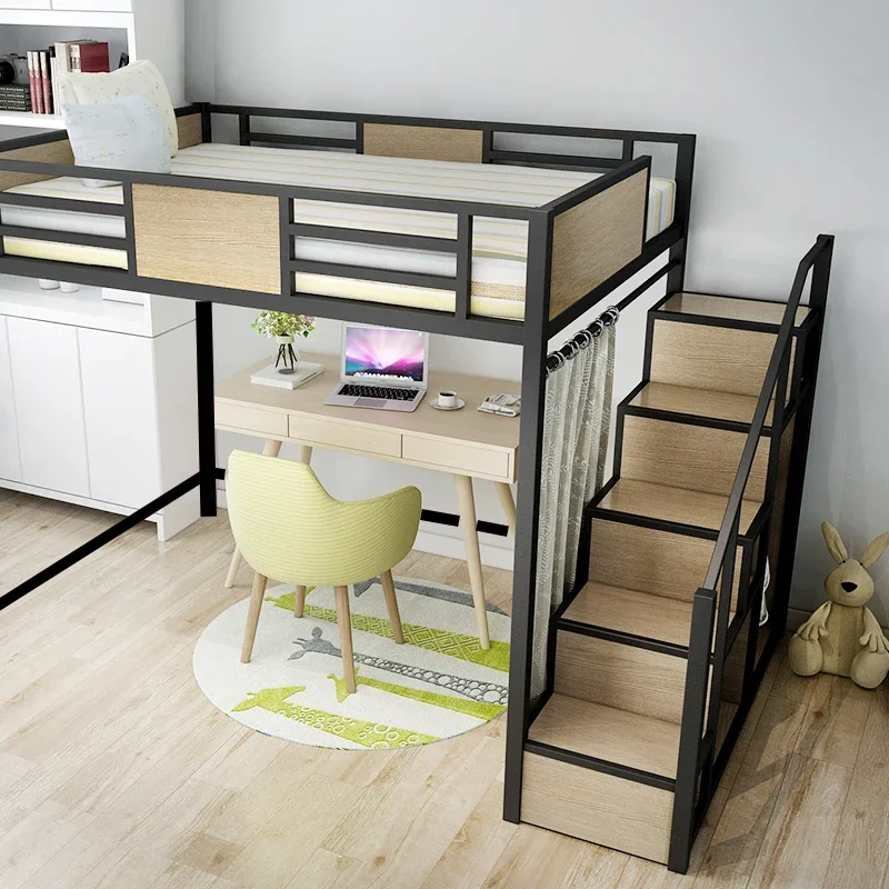 เตียงยกสูง เตียงและโต๊ะ ศาลาอพาร์ทเมนต์ขนาดเล็ก เตียงเดี่ยว ตู้เสื้อผ้าประหยัดพื้นที่ในตัว