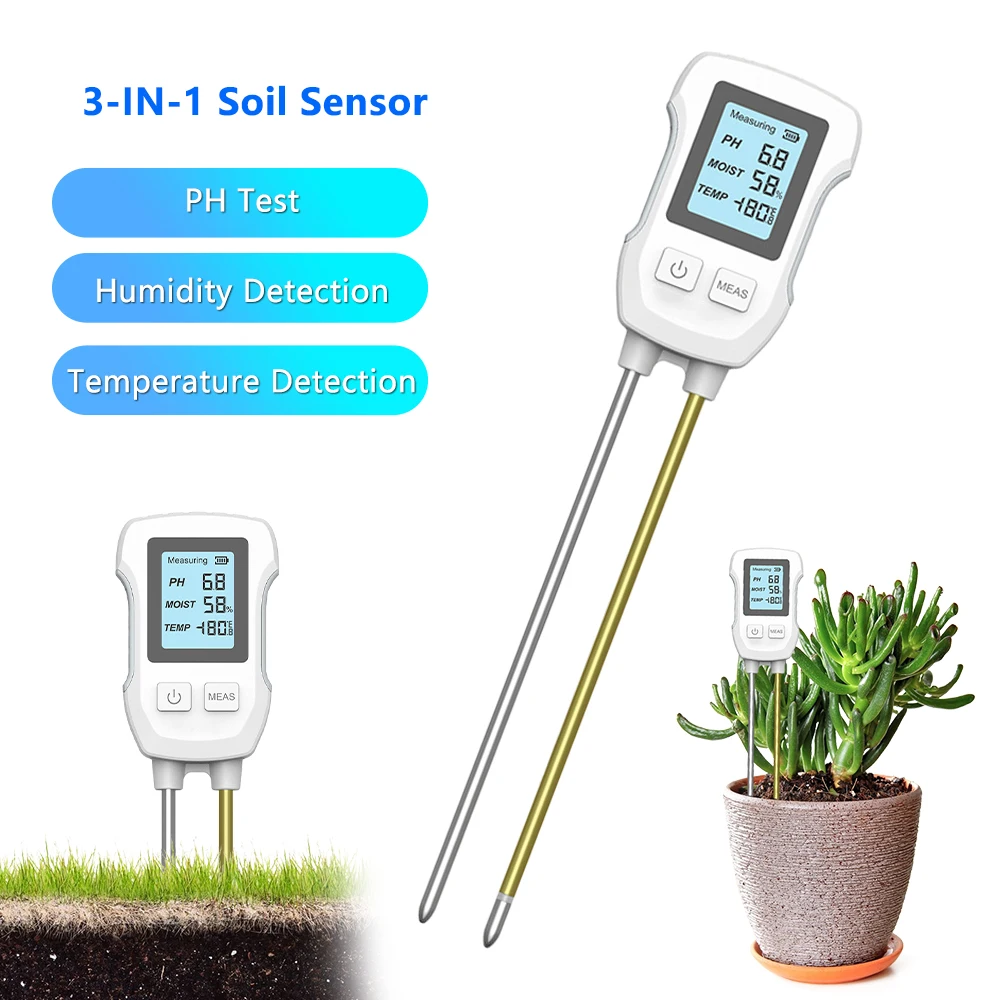 

New 3-in-1 Soil PH Tester LCD Screen Soil Thermometer PH Temperature Humidity Meter Flower Plant Potted Planting Soil Tester