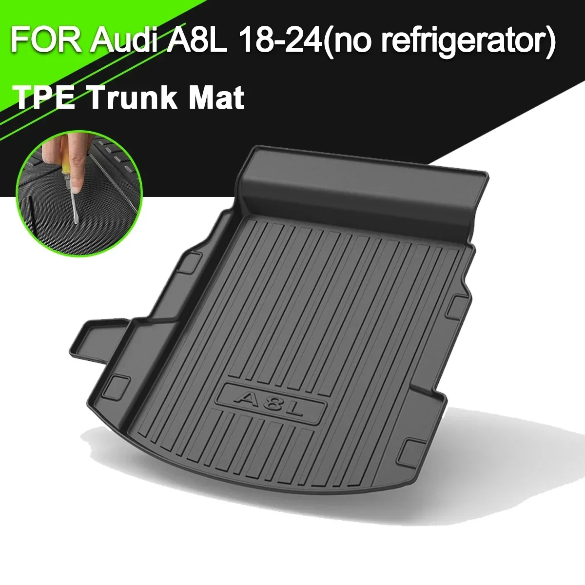 

Car Rear Trunk Cover Mat TPE Waterproof Non-Slip Rubber Cargo Liner Accessories For Audi A8L 2018-2024 (No Refrigerator)