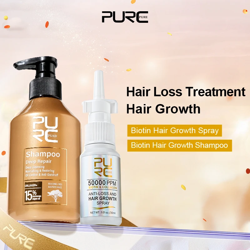 

Спрей против выпадения волос с биотином и коллагеном и набор шампуней для контроля марокканского масла, восстанавливающий рост волос, уход за волосами против перхоти