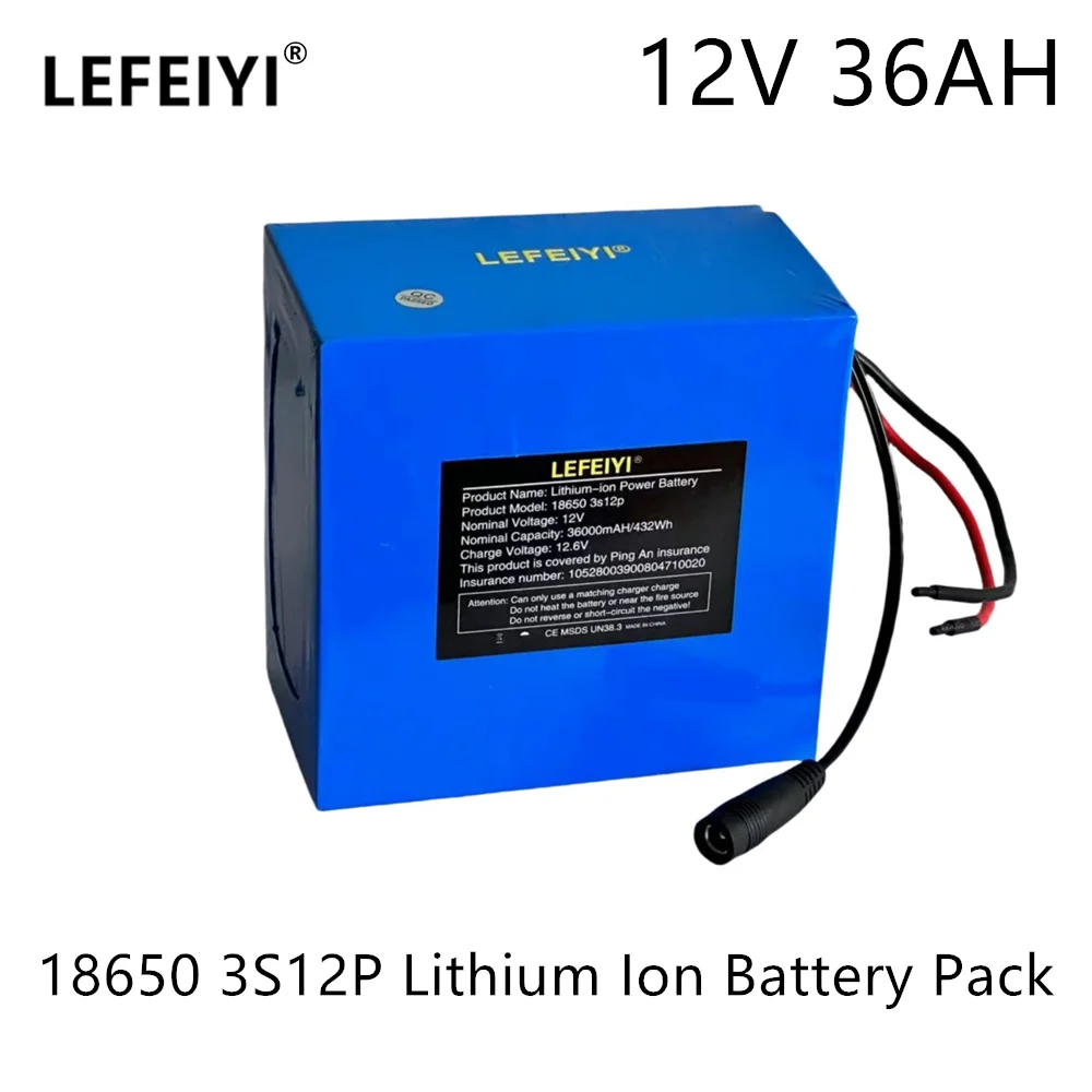 

For Inverter Xenon Lamp Solar Street Light Sightseeing Car 12V 36Ah 3S12P 11.1V 12.6V High-power Lithium Battery Pack