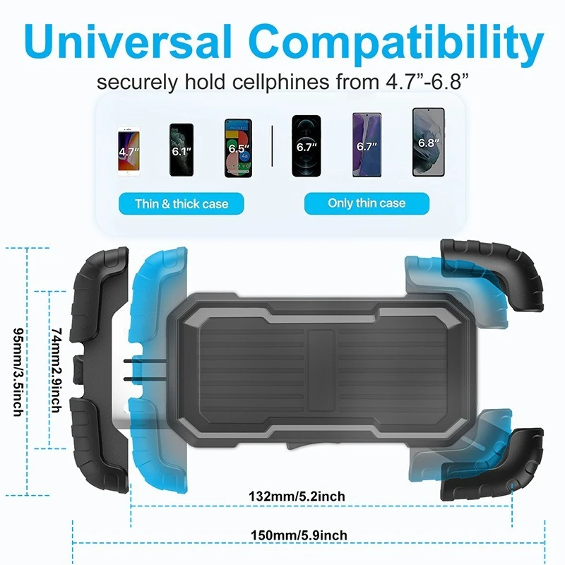 Shockproof Motorcycle Phone Stand, Shockproof Navigation Stand, Vista de 360 graus, bicicleta elétrica, Mountain Bike