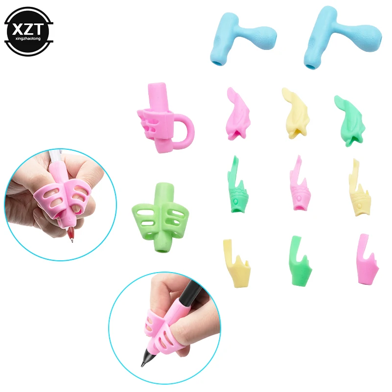 13 pcs/set Soft Rubber Children Pen Holder Writing Assistant Holding Finger Pen Holder Ergonomic Writing Posture Correction Tool