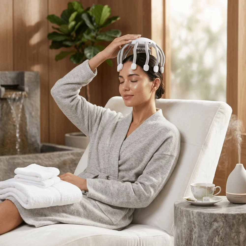 Octopus Claw Design Electric Scalp Massager Soothing Vibration Portabl Head Massager Flexible Usage for 5V/1100mah