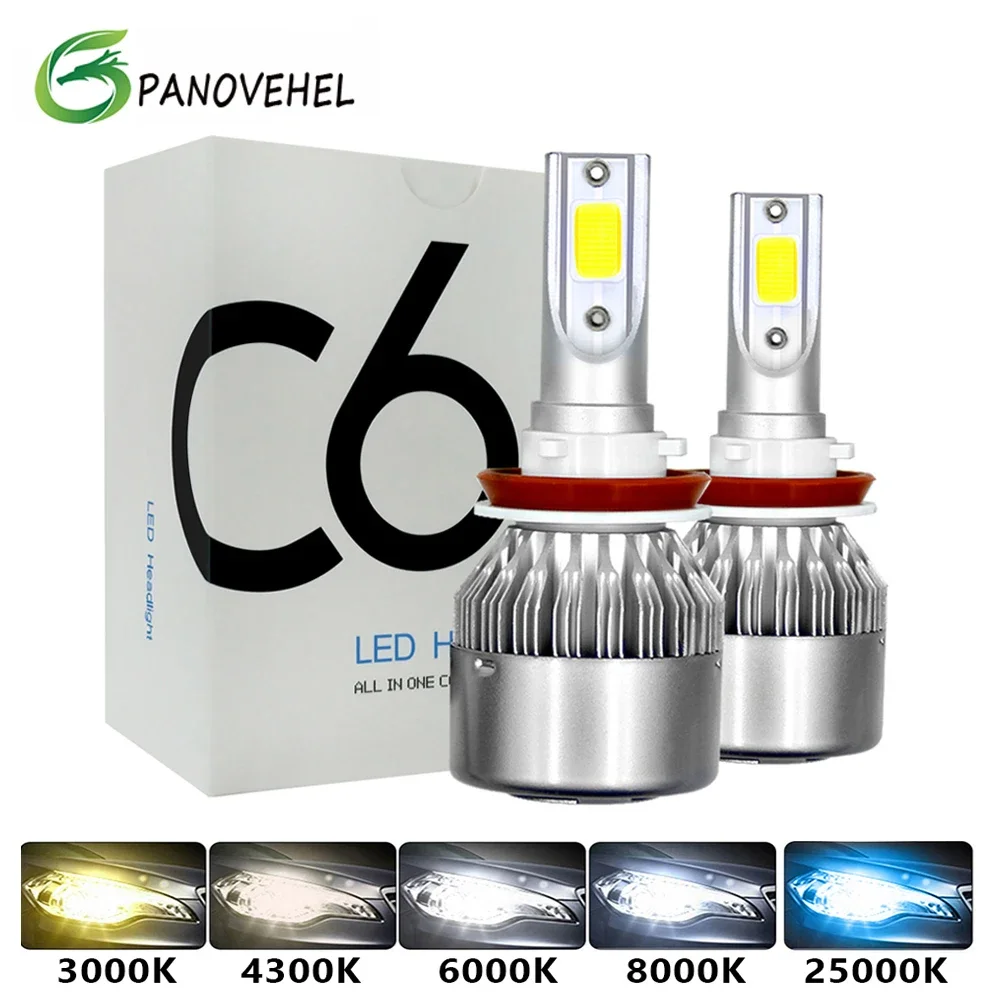 PANOVEHEL Led Headlight Bulbs H1 H3 H7 LED C6 Car Lights H4 880 H11 HB3 9005 HB4 9006 H13 6000K 72W 12V 8000LM Auto Headlamps