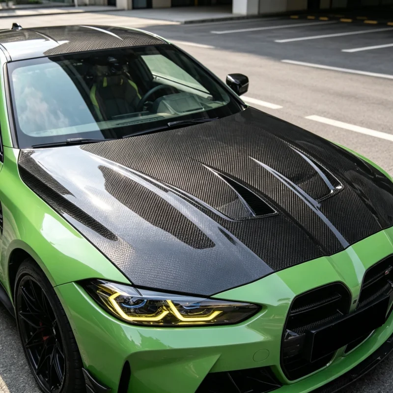 Car Front Engine Hood Bonnet for BMW M3 G80 M4 G82 2021 2022 2023 2024 2025 Real Dry Carbon Fiber Hood
