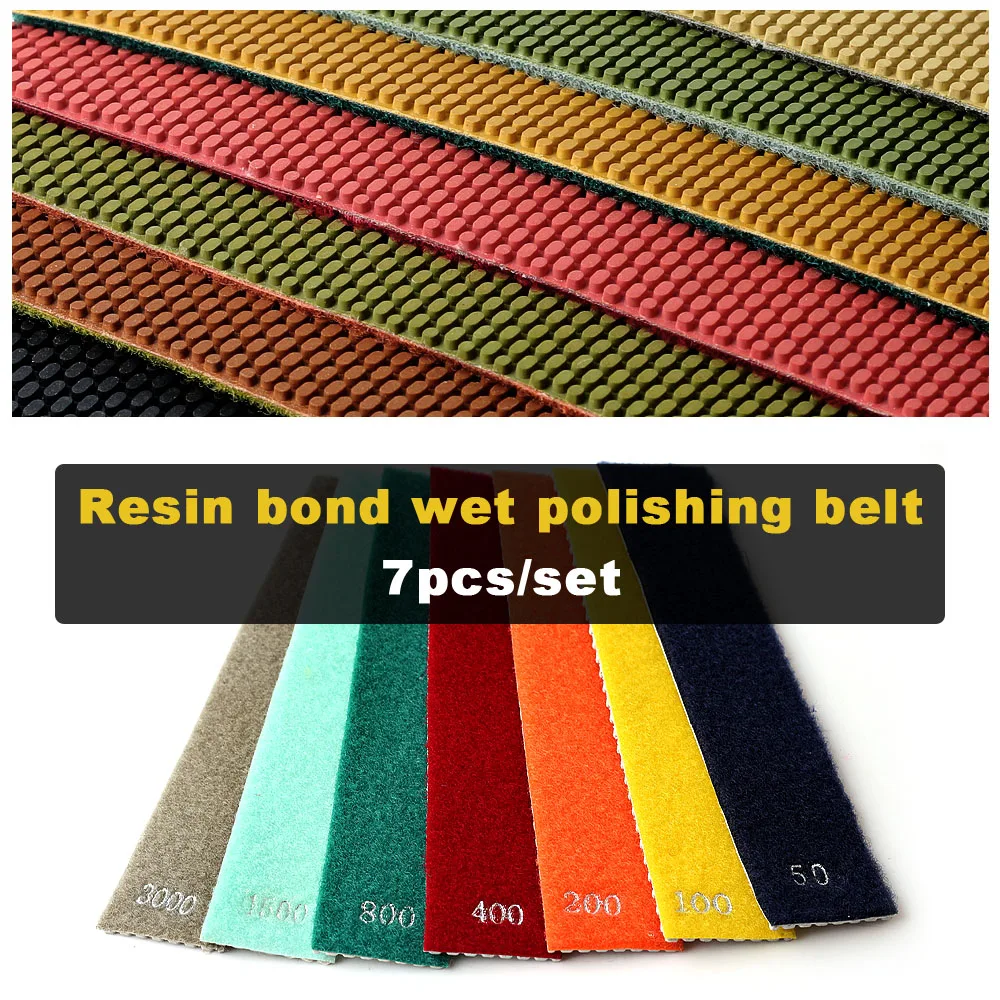 240mm*45mm 7pcs/set resin bond wet polishing belt for polishing granite,marble,engineered stone, tile and concrete