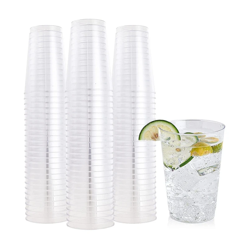 

BEAU-100 Pack Clear Plastic Cups Heavy Duty Plastic Tumblers,Reusable Clear Hard Plastic Cups Tumblers For Wedding