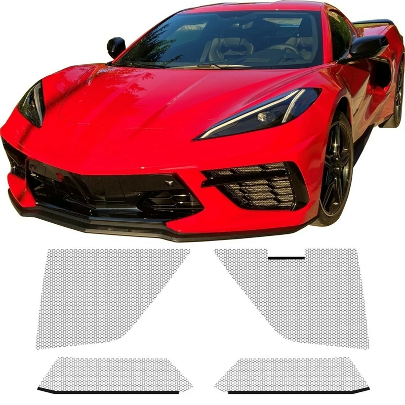 Car Outer Inner Mesh Grill Kit Insect Net Grille For CHEVROTLET CORVETTE C8 RADIATOR 2020-2021