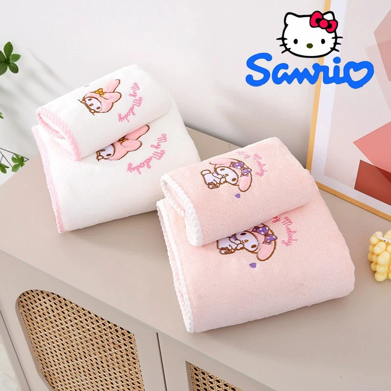 Sanrio Coral Plush Towel Multifunction Absorb Water Does Not Shed Hair Family Use Dry Hair Fitness Sport Towel Thoughtful Gift