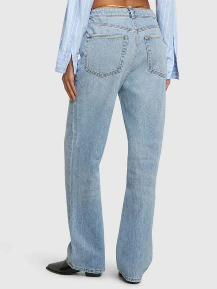 [Zoci] Herbst Wang aw Kette Jeans hohe Taille gerade Rohr lose dünne Hosen weibliche Berühmtheit gleichen Stil Sommer ausgabe