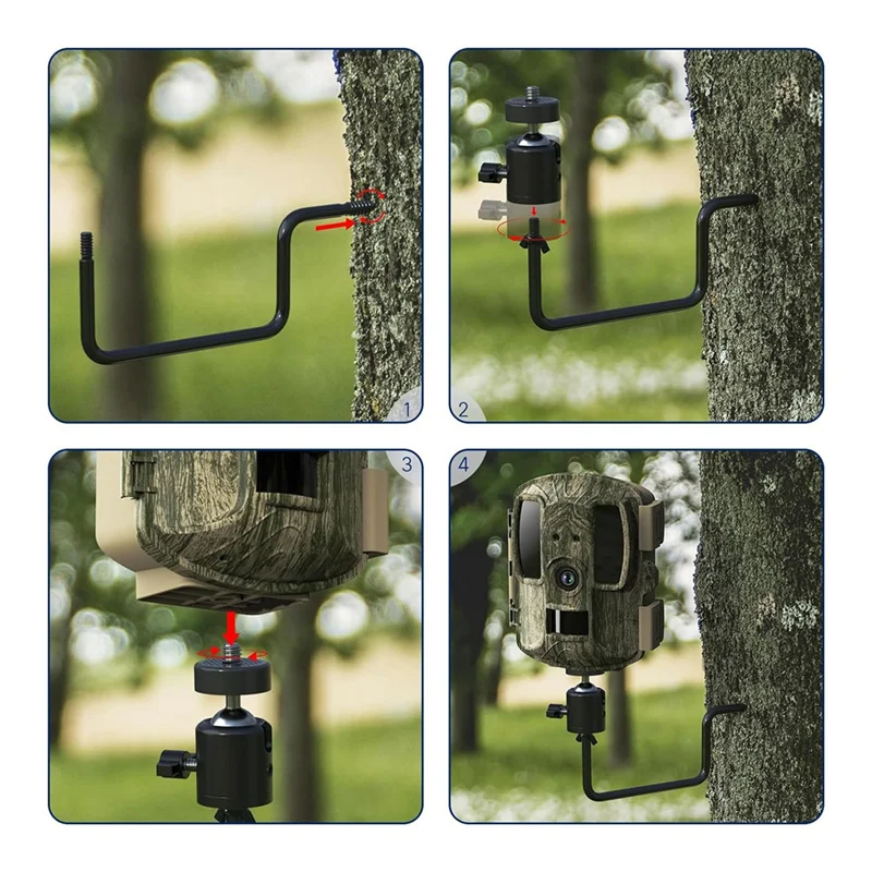 A69P-Trail Camera Tree Mount: 360 Degrees Adjustable Game Camera Mount With 1/4 Inch Screw, Easy Installation 2 Pack