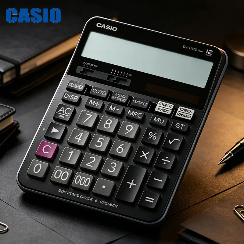 Casio DJ-120D Ergonomic Calculator - Fits Comfortably in Hand, Portable and Convenient for Travel. Travel Calculation Tool