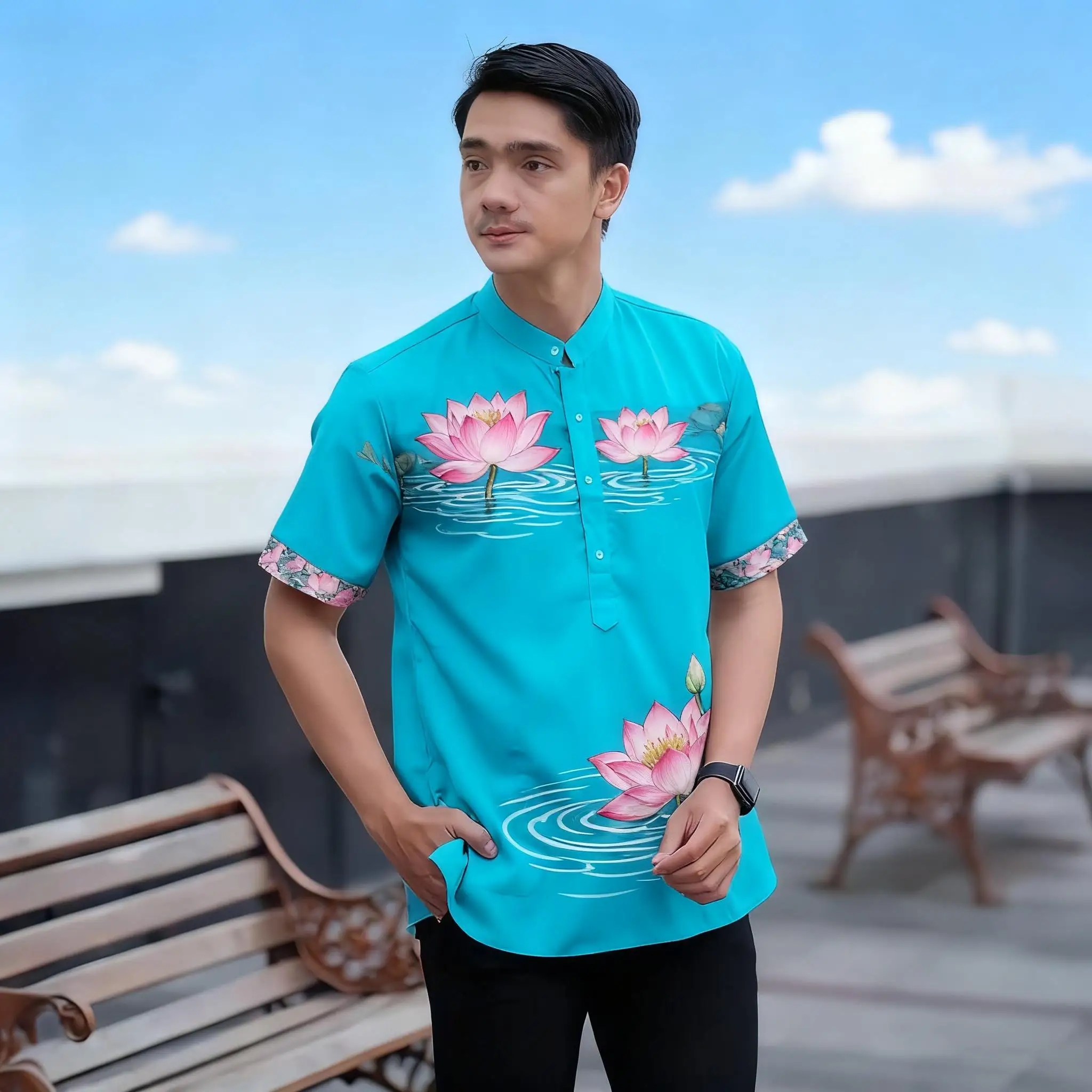 Mens Abaya Thobe Arabic National Style Henley Banded Plain Gown Shirts Muslim 2026 Thobe Middle Eastern Islamic Short-sleeved