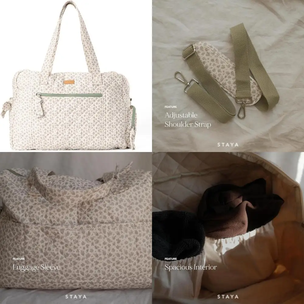 حقيبة نسائية مبطنة لعطلة نهاية الأسبوع - رفيق مثالي للسفر، مثالية لرحلات عطلة نهاية الأسبوع، لون البازلاء الحلوة #1