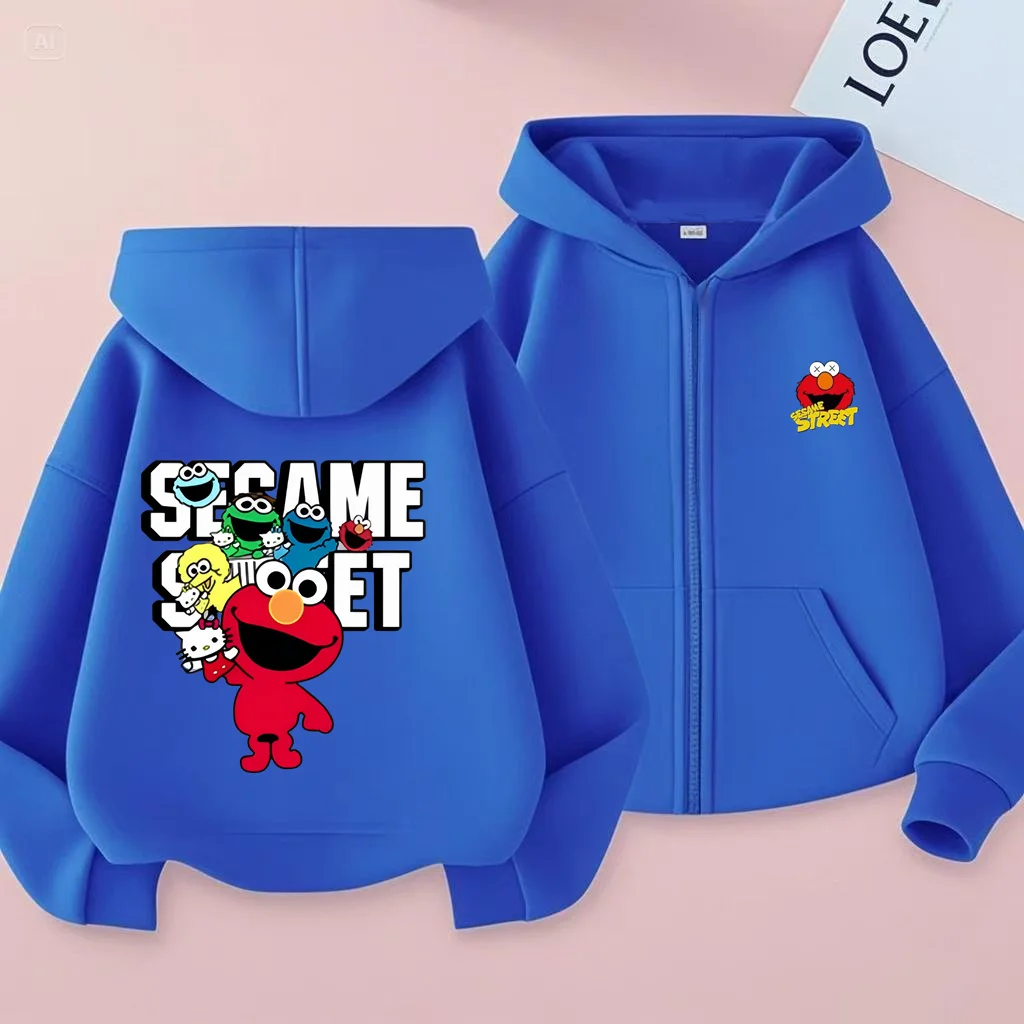 

Hip Hop street children's Cardigan Print Sesame Street 2-12-Year-Old Boys and Girls Cardigan Cute and Fun Jacket Casual Fashion