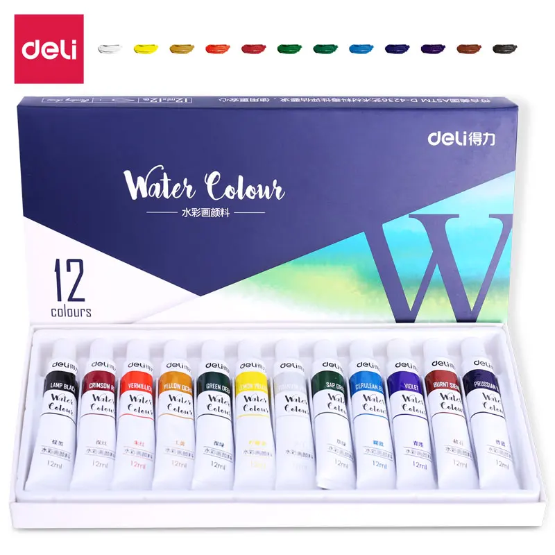 Deli Watercolor Pigment Student Art Painting Set For Beginners Graffiti Coloring Painting Pigments Office Stationery Supplies