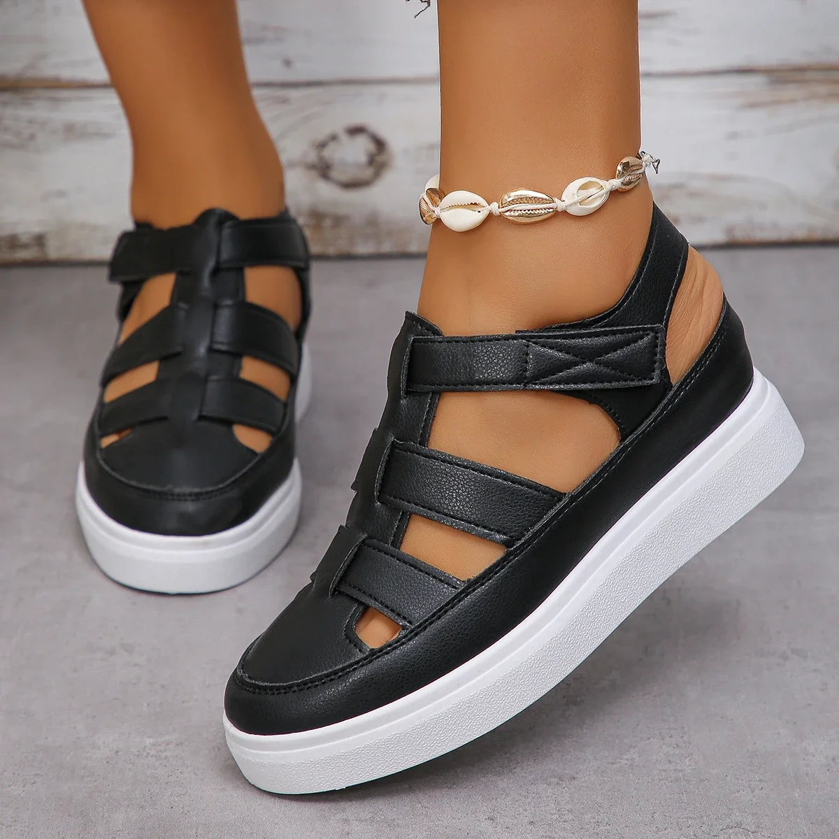 Women Sandals Summer 2025 New Wedges Heels Platform Sandals Women Hollow Out Gladiator Sandals Summer Thick Sole Shoes for Women image 6