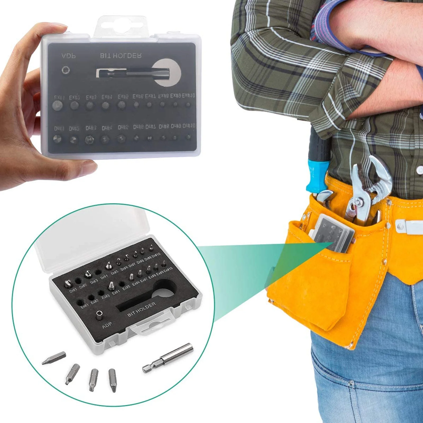 

22pcs Screw Extractor Kit Damaged Bolt Remover Carbon Steel Durable Portable Tool Function Stripped Screw Remover