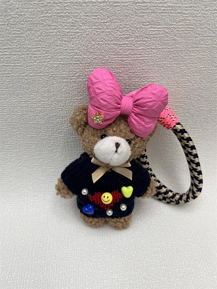 الأصلي اليدوية لطيف فتاة القلب الدب قلادة حقيبة قلادة حبل ملون أفخم قلادة دمية الدمى