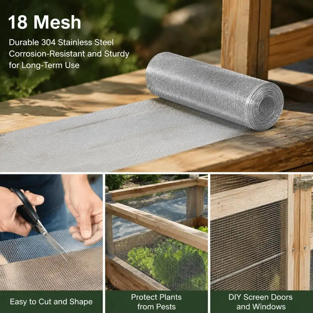 18 Mesh Wire Mesh 20 X 1000cm Silver Metal Mesh Sheet for Door and Window Screens, Fencing, Garden Projects and DIY