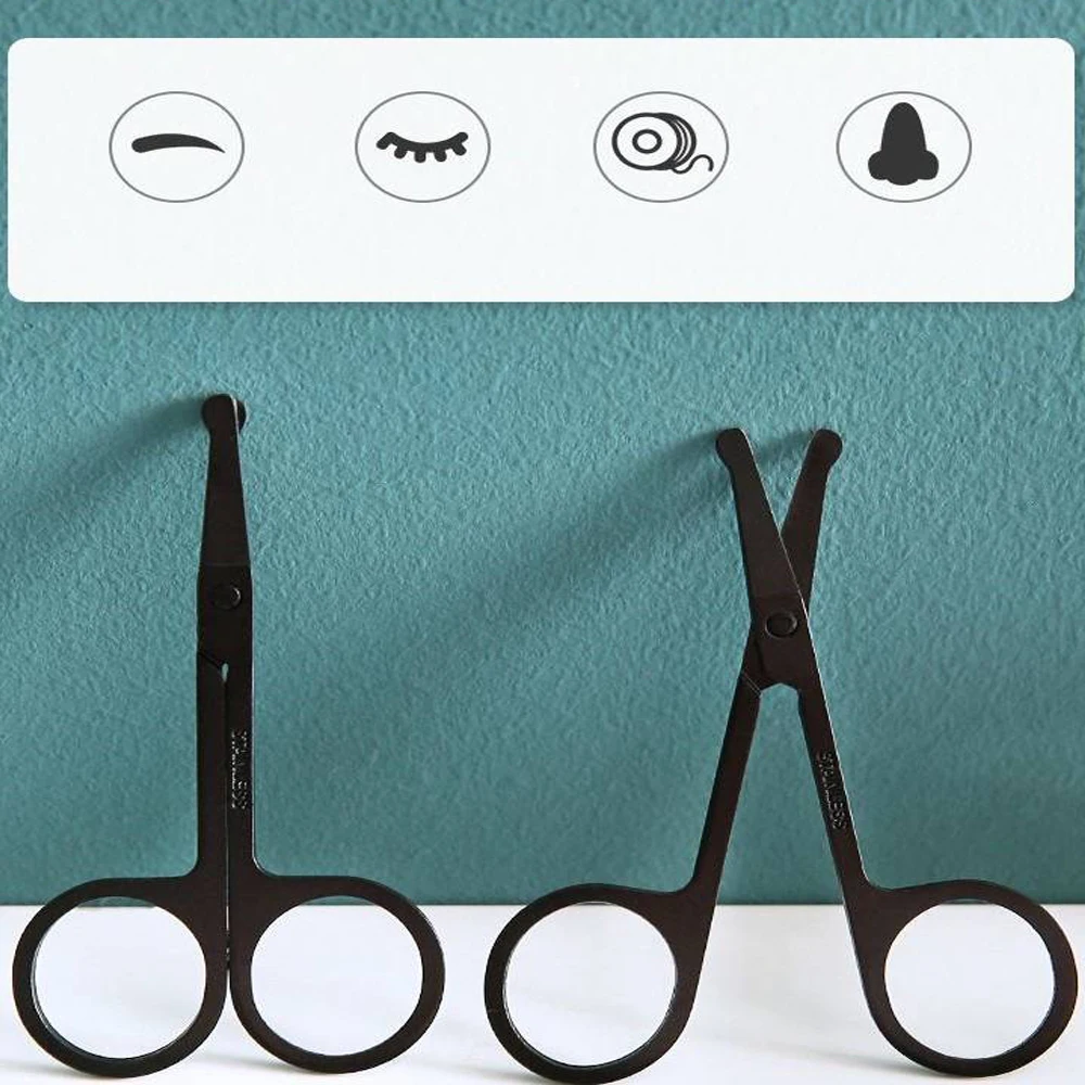 Nose hair scissors men's special set of small round nose scissors clip nostril trimming manual magic