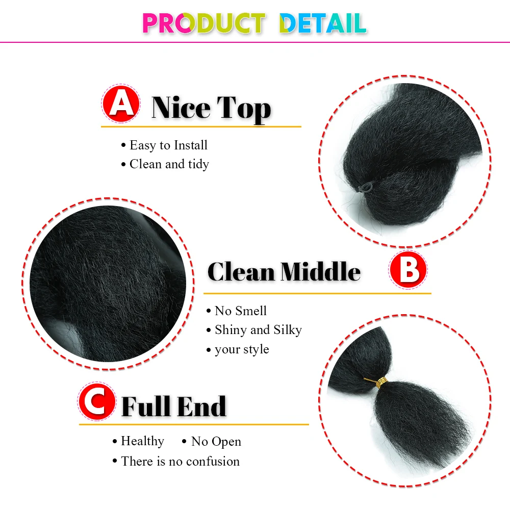 26 Zoll Vixen Crochet Bulk Hair Synthetische Jumbo Braids Flauschiges Yaki Glattes Crochet Haar Afro Kinky Curly Flechthaarverlängerung – Detail 3