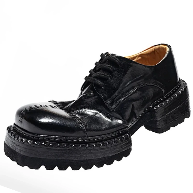 Original Horse Riding Derby Shoes for Men's and Women's Hand-sewn Square-Toe Horse Leather Sole Shoes Goodyear-Welted Horse Skin