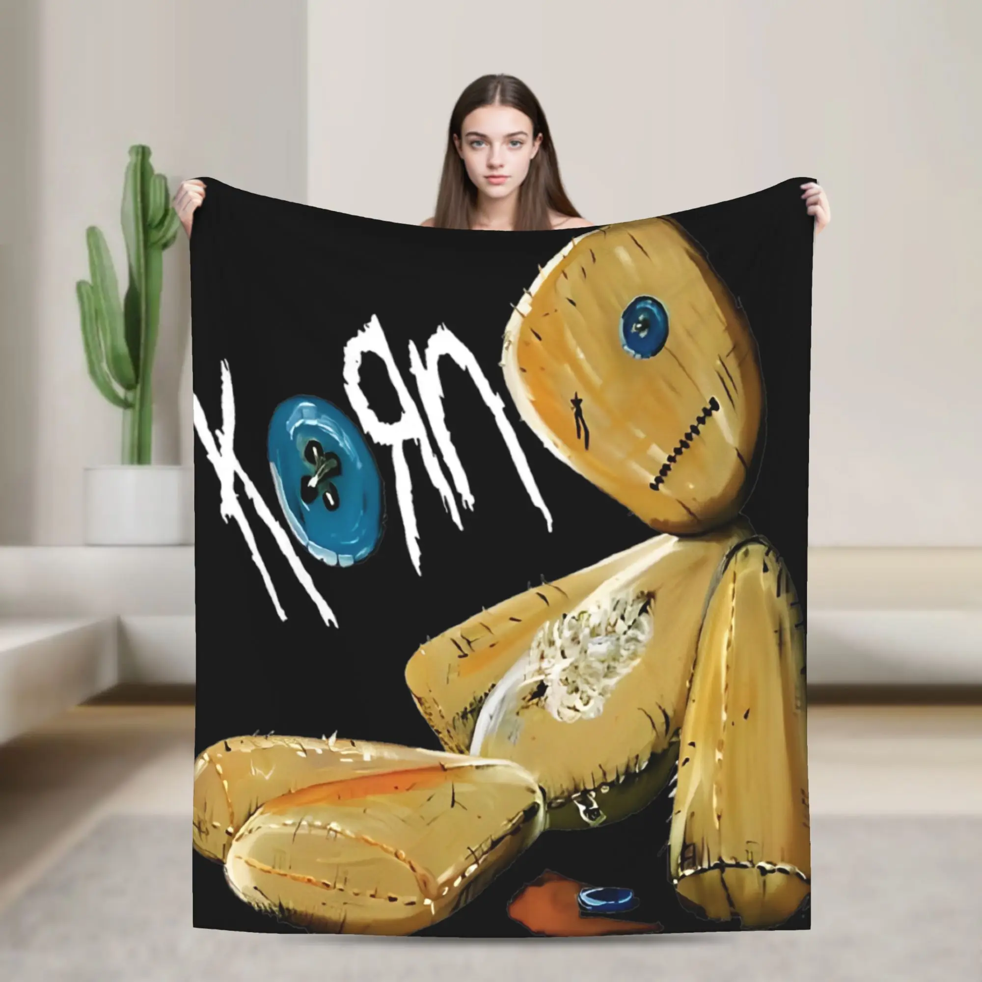 Music Rock Korns Rag Doll Flannel Blankets Metal Band Neidermeyers Funny Throw Blanket for Home Hotel Sofa  150*125cm Bedspreads