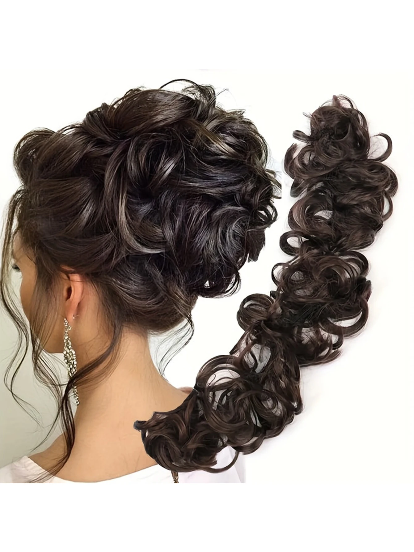 

Messy Bun Hair Piece Hair Bun Scrunchies Synthetic Wavy Curly Chignon Ponytail Hair Extensions Thick Updo Hairpiece