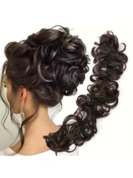 Messy Bun Hair Piece Hair Bun Scrunchies Synthetic Wavy Curly Chignon Ponytail Hair Extensions Thick Updo Hairpiece