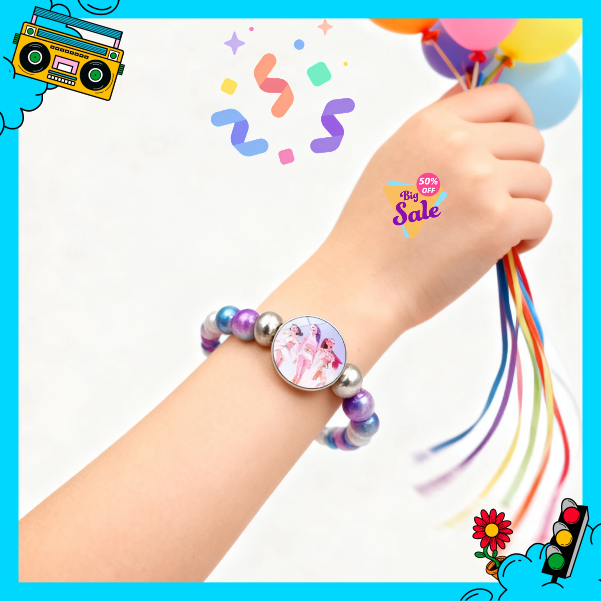 Fashionable Beaded Bracelet for Girls,Cartoon Figure,Jewelry Accessories, Kids Christmas Gift Toys
