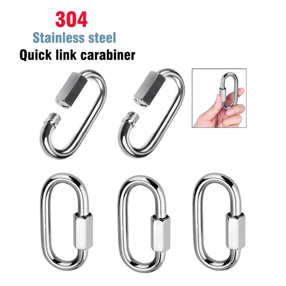 Quick Link Karabiner, Edelstahl, Klettern, Wandern, Sicherheitsschnallen, verriegelbare Karabiner, Clip für Schaukelkette, Seil, Verbindungsring