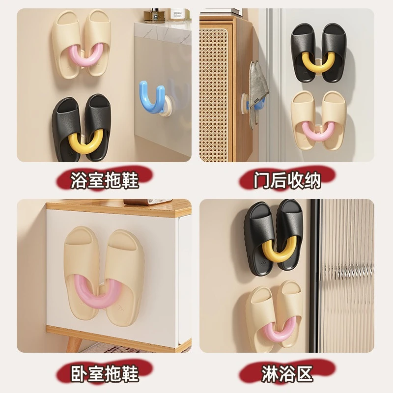 

Bathroom Suction Cup Slippers Rack No Need for Drilling Bathroom Storage Rack Wall-mounted Draining Shoe Rack Storage Wonder