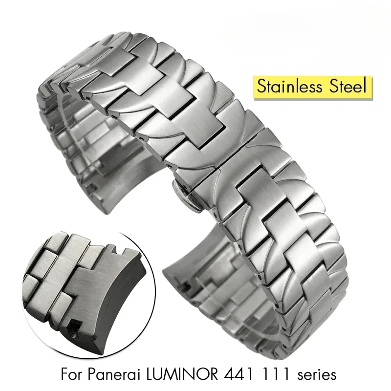 

Ремешок из твердой нержавеющей стали 316L для Panerai pam441 111 382 pam1314, мужской стальной ремешок, браслет с пряжкой-бабочкой, 24 мм