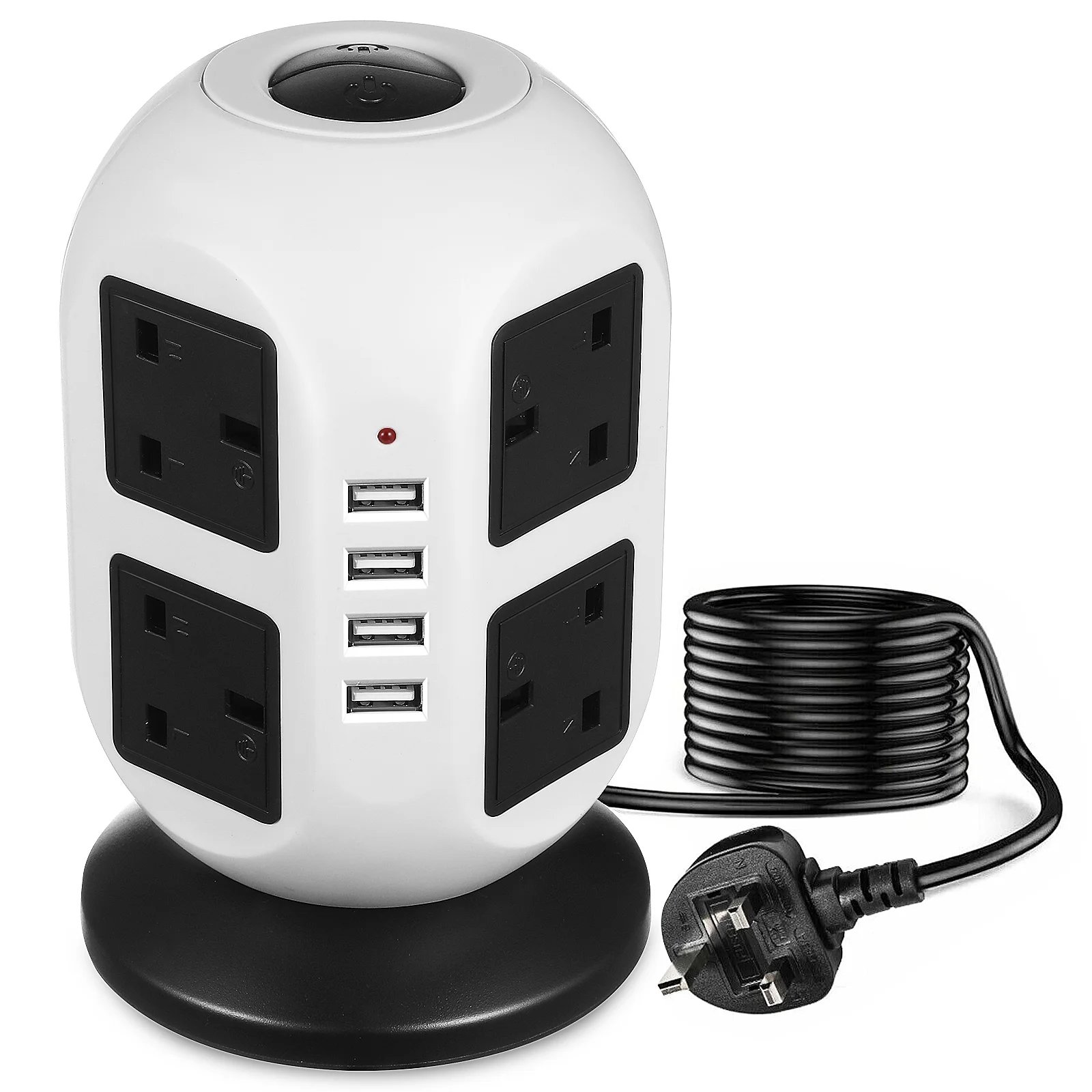 

Vertical Multifunctional Power Strip for Home Office with 4usb Socket Protection and Overload (UK Standard) Abs Tower