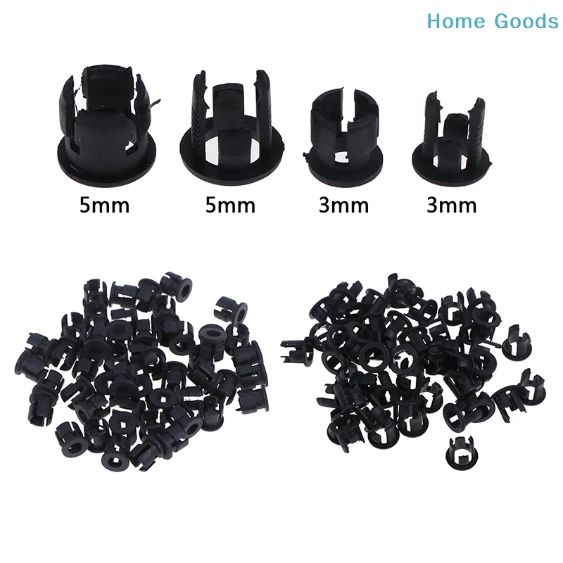 50Pcs 3mm/5mm Plastic LED Holders Clips-Bezels Mounts Cases Housings Black 50 pieces of light buckle accessories for saleproduct