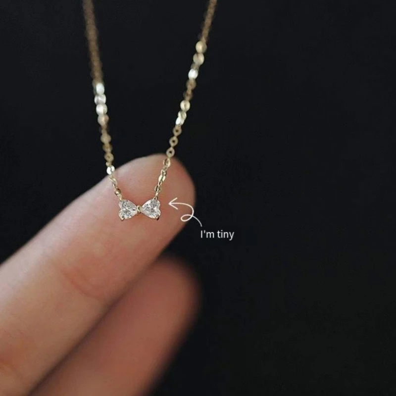 

LGKGL Color collarbone chain 100%t S925 silver bow necklace female light luxury high quality simple choker Girl gift