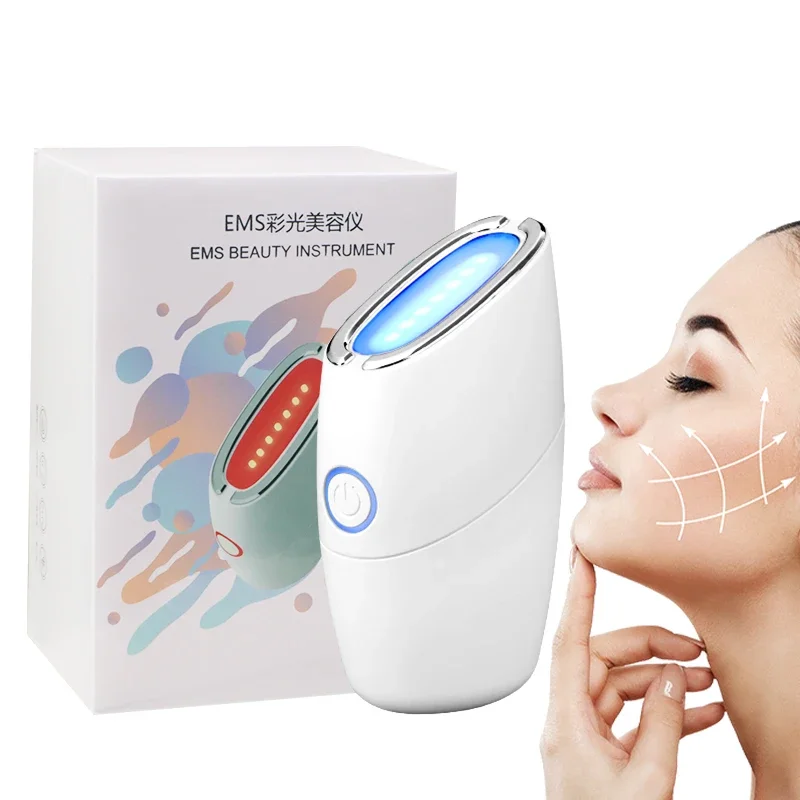 

Mini LED light therapy facial massage vibration micro current heated wrinkle removal beauty lifting facial device