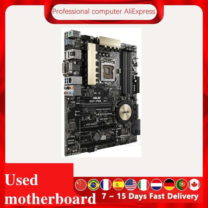 For Asus Z97-PRO Desktop Motherboard Z97 LGA 1150 For Core i7 i5 i3  SATA3 USB3.0  Original Used Mainboard